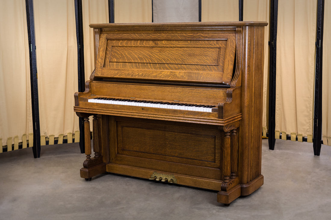 1908 P. Bent/Crown Upright Piano Quartersawn Oak