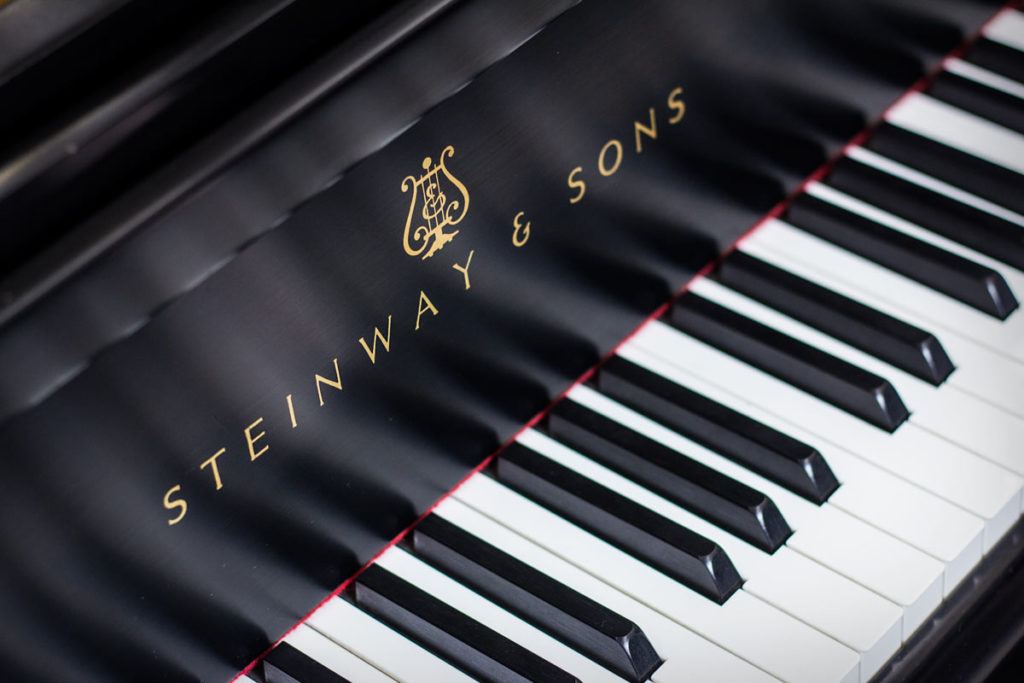 Steinway Model D Fallboard Logo and Piano Keys