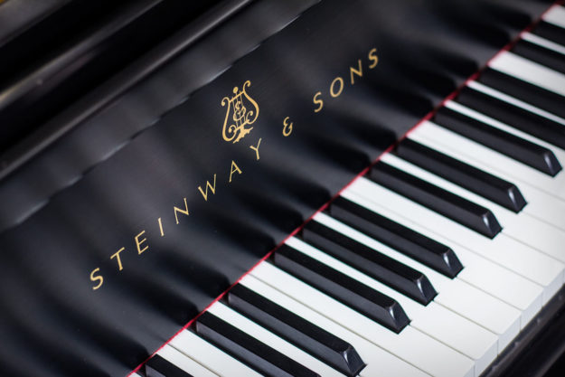 Steinway Model D Fallboard Logo and Piano Keys