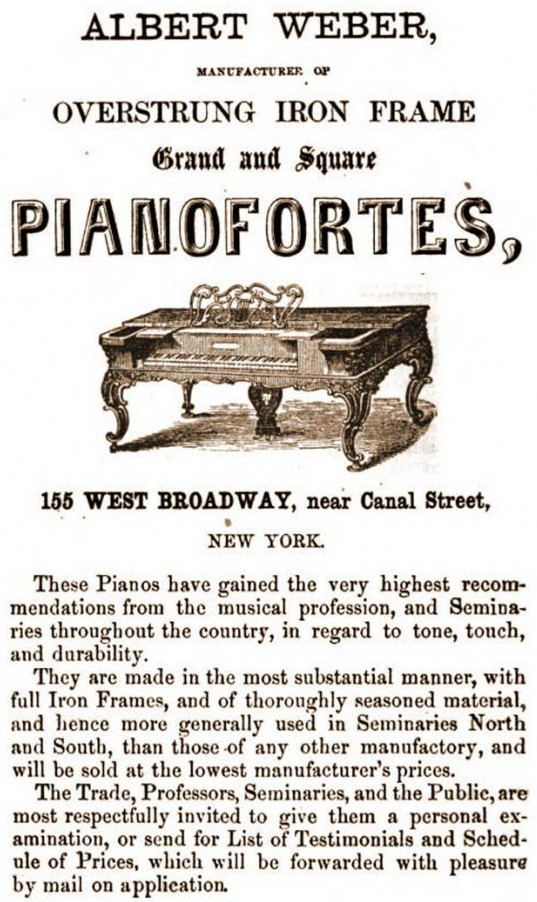 Vintage Weber Piano Ad - Square Grand Piano