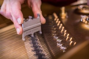 Checking Down Bearing in a Mason & Hamlin Model AA Grand Piano | Baldwin Factory Bearing Gauge
