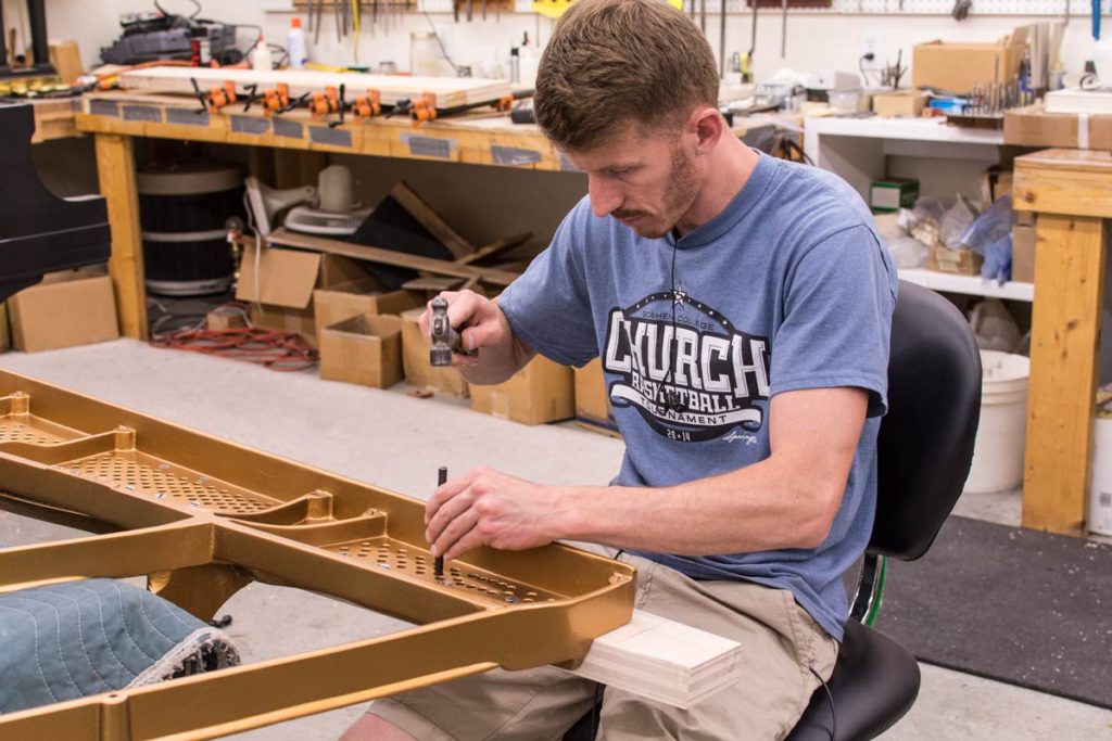 Steinway Pinblock Restoration | New Pinblock Hole Marking