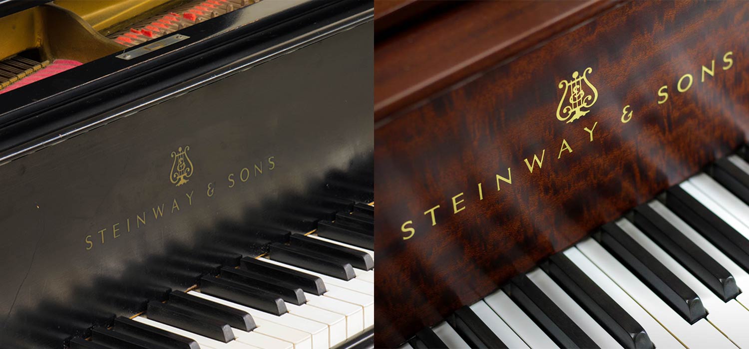 Steinway Before and After Fallboard Logo