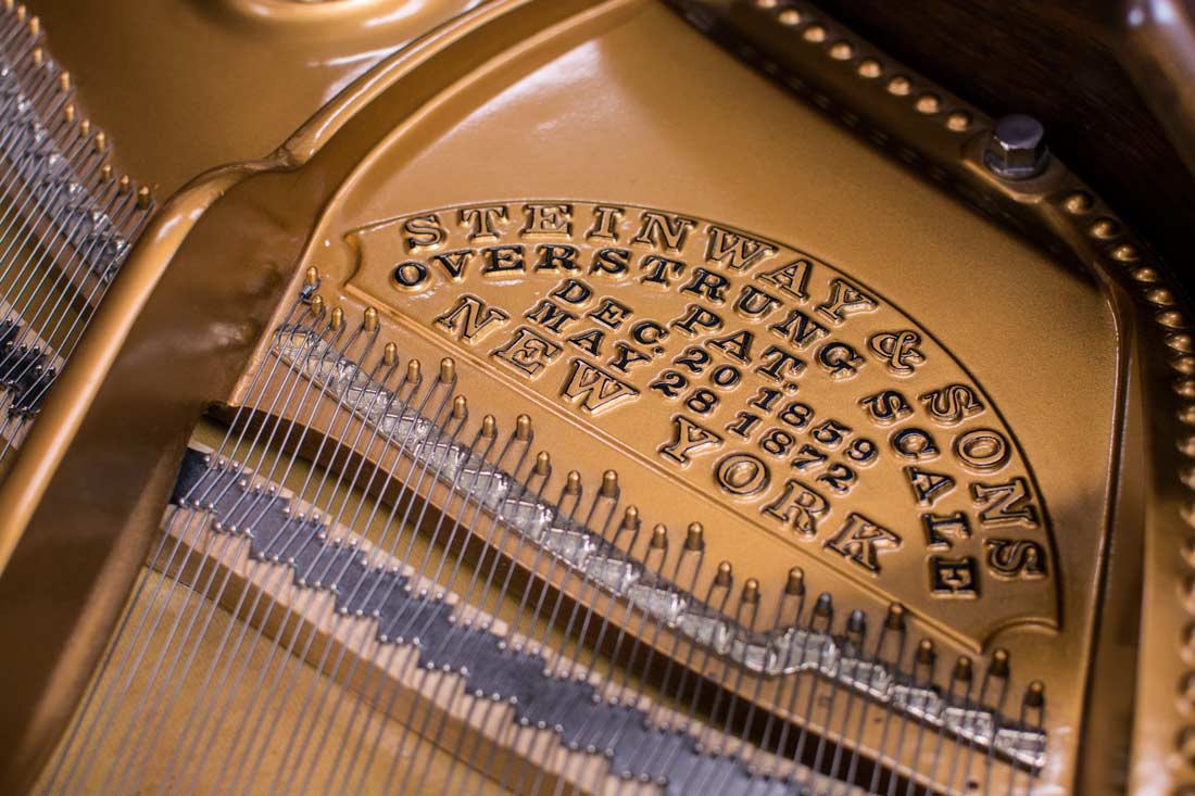 Steinway Model A1 Plate Logo and Patents | Restored by Chupp's Piano Service