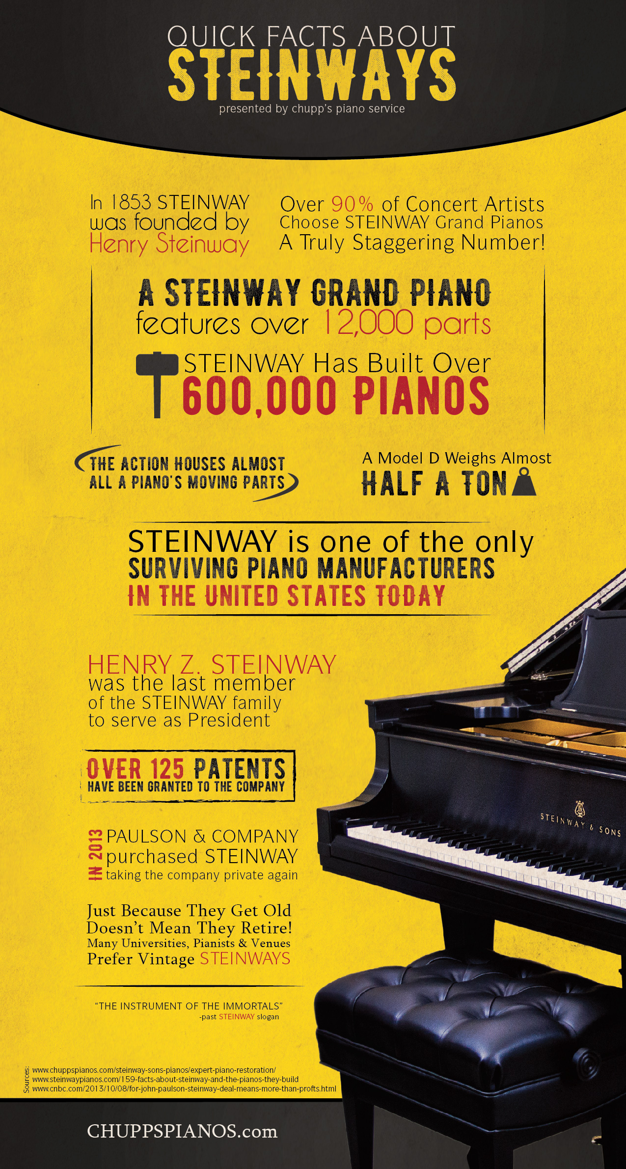 Quick Facts About Steinway Pianos - Infographic - Vector Design