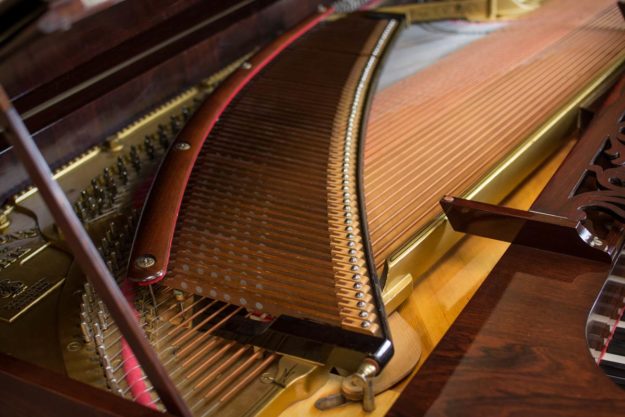 Damper and Action - Interior of Steinway Square Grand Piano - Vintage Piano Restoration