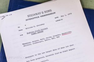 Steinway & Sons Interoffice Memorandum - Bushing Cloth Project
