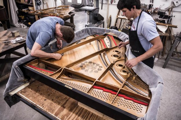 Chupp's Pianos Team - Stringing and Setting the Plate