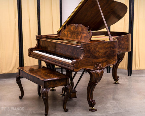Kurtzmann & Co. Louis XV Grand Piano in Circassian Walnut - Fully Restored by Chupp's Piano Service
