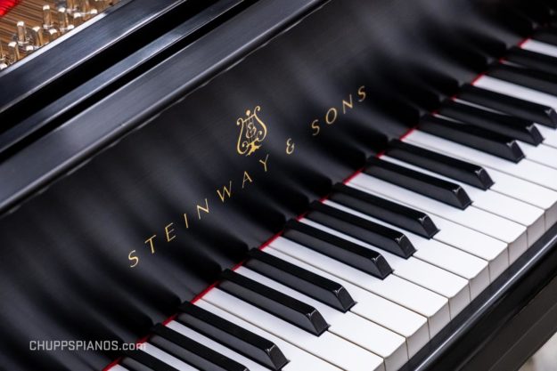 Steinway & Sons Fallboard Logo Decal and Keys - 2001 Steinway Model B Grand Piano for Sale - Restored, Original Condition, Refurbished & More