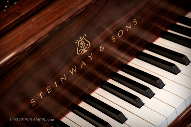 2000 Steinway & Sons Model L Baby Grand Piano #555900 - Santos Rosewood Veneer - Art Case/Crown Jewel - Piano Keys and Steinway Logo
