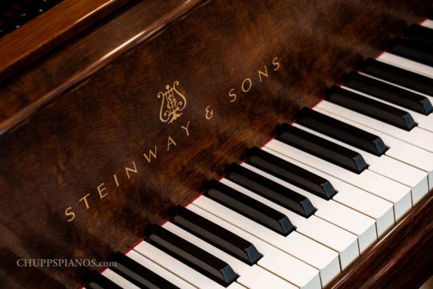 1946 Steinway & Sons Model M Grand Piano #319614 - Circassian Walnut Art Case - Fallboard Logo Steinway Decal