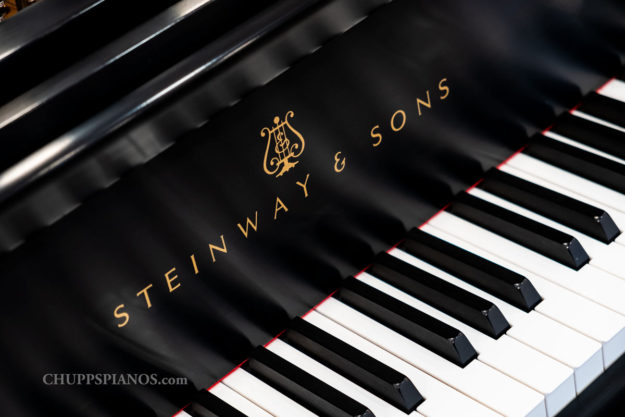 1949 Steinway & Sons Model D Concert Grand Piano #329504 - Fallboard Logo Decal and Piano Keys
