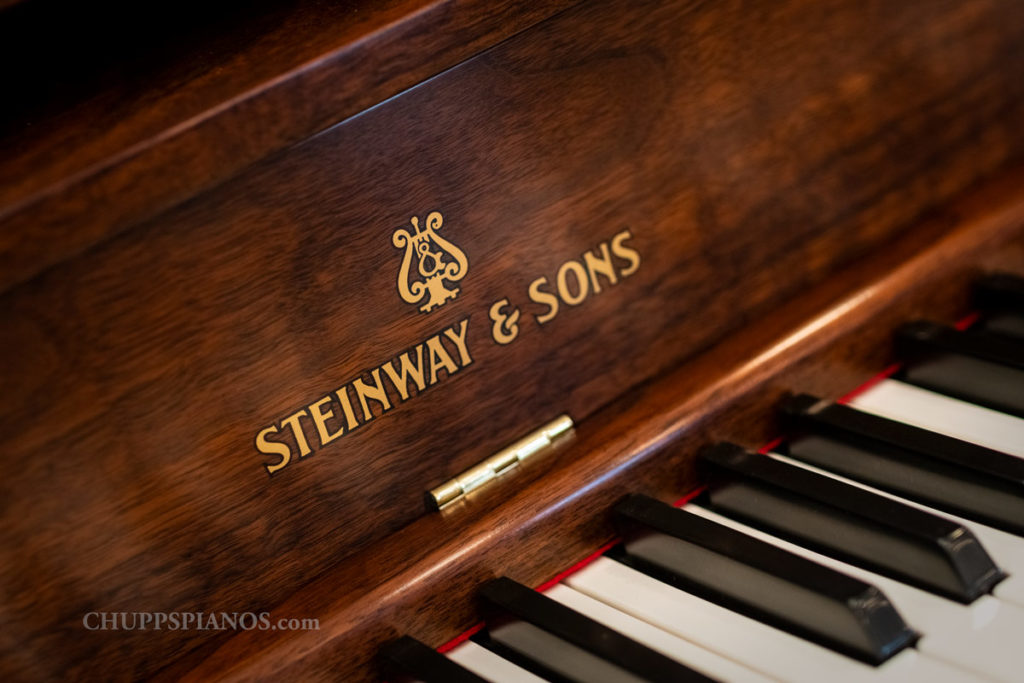 1957 Steinway Model 45 Upright Vertical Piano - Steinway & Sons Logo Decal on Fallboard - Keys and Hinge