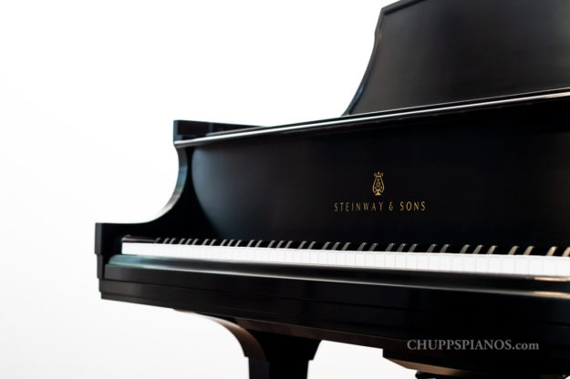 2003 Steinway Model L Baby Grand Piano for Sale - Fallboard Logo - Chupp's Piano Service