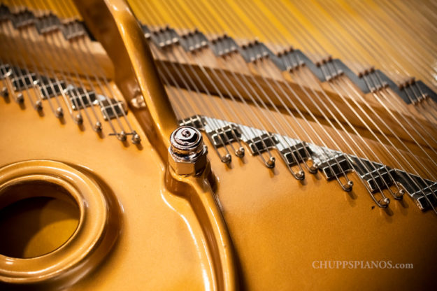 Nosebolt Cap on Cast Iron Plate - Piano Strings - Piano Duplexes and Bridge Caps - 2003 Steinway & Sons Model L Grand Piano #567682