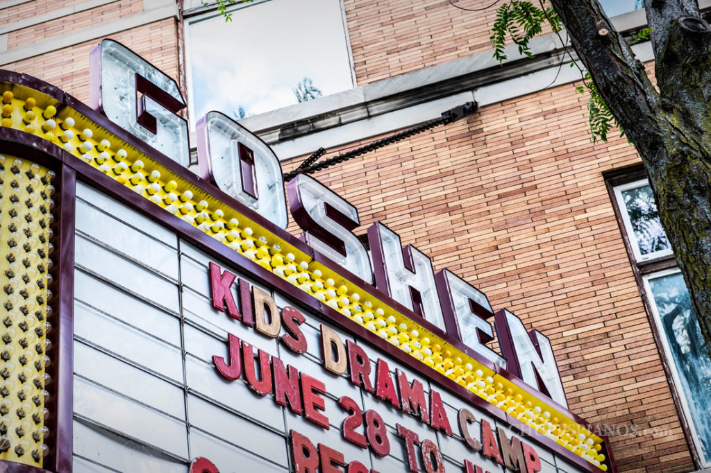 The Goshen Theater - Goshen, Indiana - Theater Marquee - Chupp's Piano Service