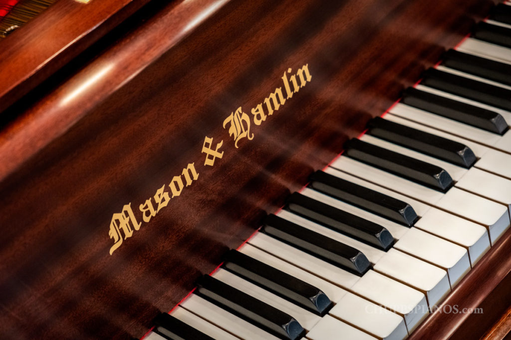 Mason & Hamlin Model AA #34557 - Fallboard Logo Decal - Mahogany - Grand Pianos for Sale