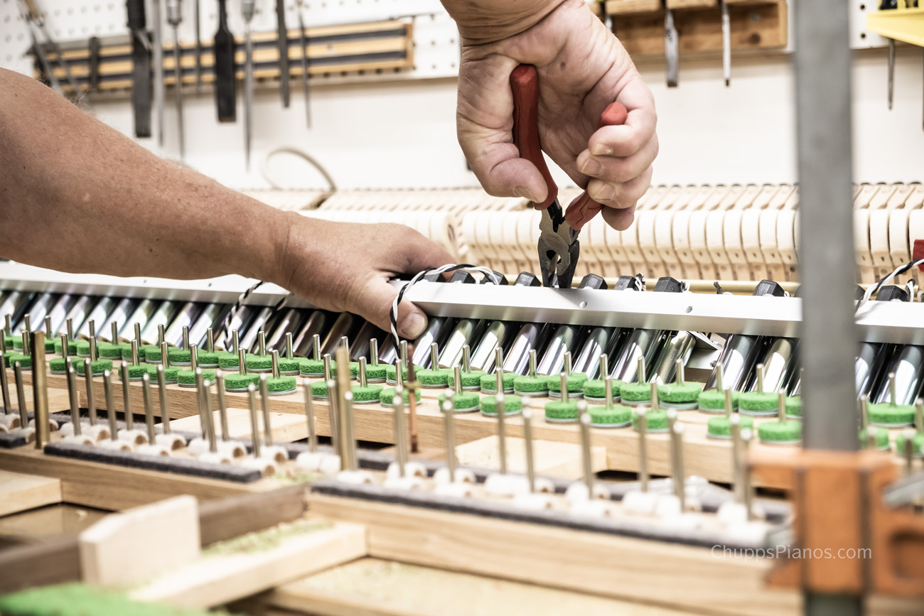 Installing Player Piano System Solenoids - PianoDisc & PNOMation QRS Installations by Chupp's Pianos - New Paris, Indiana